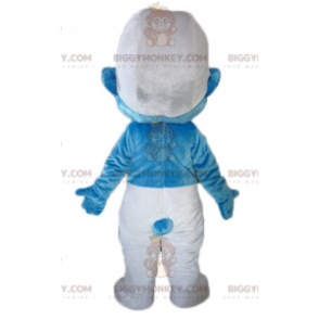 Costume da mascotte puffo bianco e blu cartone animato