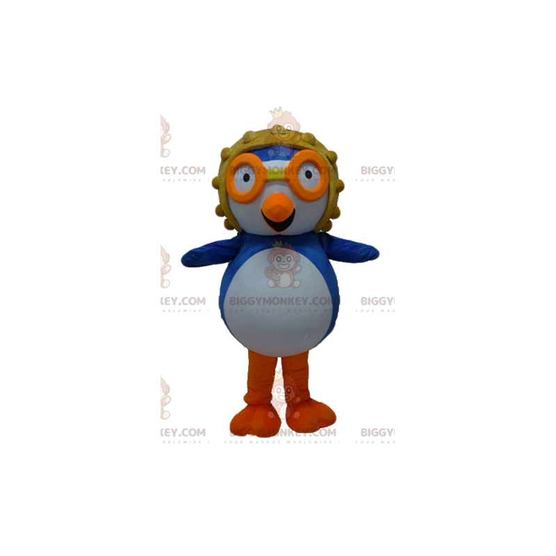 Costume de mascotte BIGGYMONKEY™ d'oiseau bleu et blanc avec un