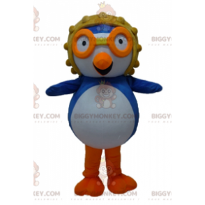 Blau-weißer Vogel BIGGYMONKEY™ Maskottchen-Kostüm mit