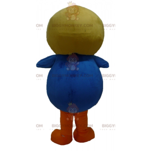 Blauw-witte BIGGYMONKEY™-mascottekostuum met vliegeniershelm -