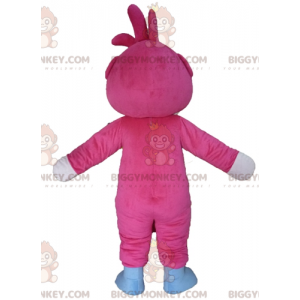 Disfraz de mascota de oso de peluche rosa y blanco gigante