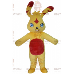 Barevný a originální kostým maskota žlutého a červeného králíka