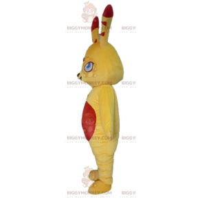 Colorato e originale costume mascotte coniglio giallo e rosso