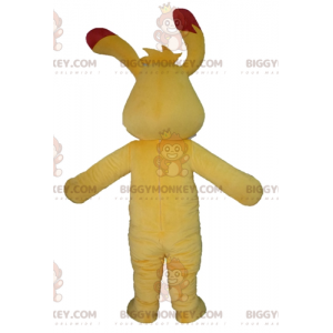 Colorato e originale costume mascotte coniglio giallo e rosso