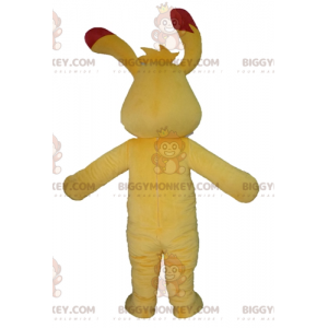 Costume de mascotte BIGGYMONKEY™ de lapin jaune et rouge coloré