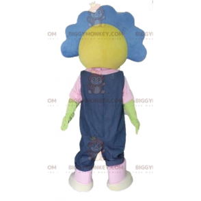 Costume de mascotte BIGGYMONKEY™ de jolie fleur jaune et bleue