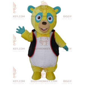 Kostým maskota BIGGYMONKEY™ Žlutozelený a bílý Teddy s černou