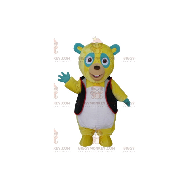 Kostým maskota BIGGYMONKEY™ Žlutozelený a bílý Teddy s černou