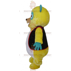 BIGGYMONKEY™ Maskottchen-Kostüm Gelbgrüner und weißer Teddy mit
