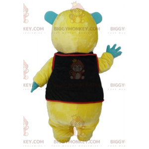 Traje de mascote BIGGYMONKEY™ Teddy amarelo verde e branco com