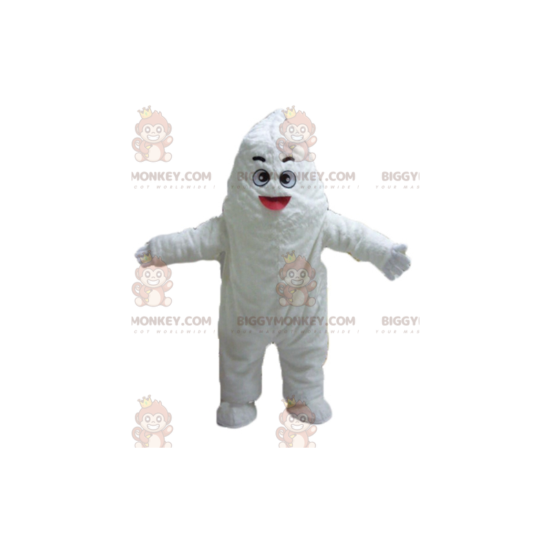 BIGGYMONKEY™ Kæmpe smilende hvid Yeti Monster maskot kostume -