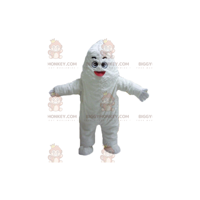 BIGGYMONKEY™ Traje de mascote de monstro branco e sorridente