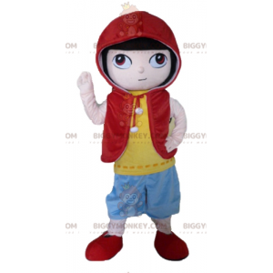 Kostým animovaného chlapce s maskotem BIGGYMONKEY™ v barevném