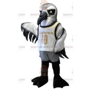 BIGGYMONKEY™ Seabird mascottekostuum grijs wit en zwart -