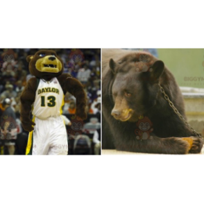 Brun och brun björn BIGGYMONKEY™ maskotdräkt i sportkläder -