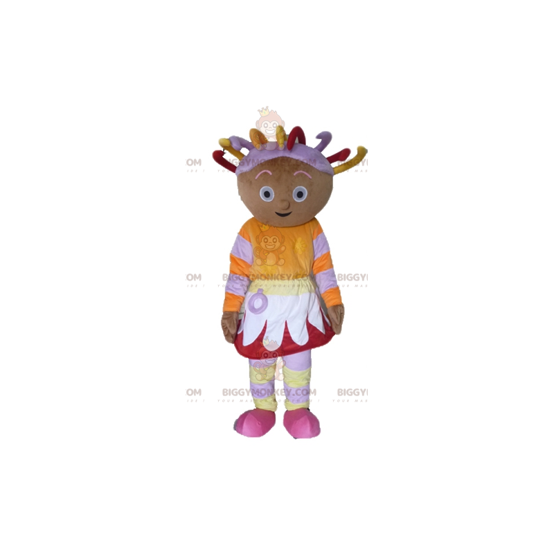 BIGGYMONKEY™ Maskotdräkt av afrikansk flicka i färgglad outfit