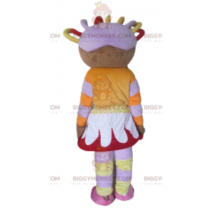 Traje de mascote BIGGYMONKEY™ de menina africana em roupa