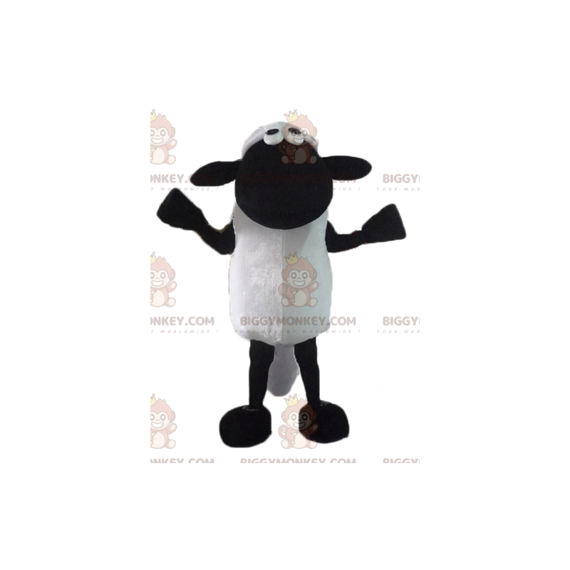 Costume de mascotte BIGGYMONKEY™ de Shaun mouton noir et blanc