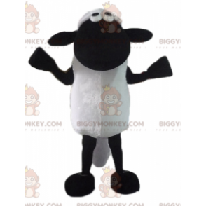 Costume de mascotte BIGGYMONKEY™ de Shaun mouton noir et blanc