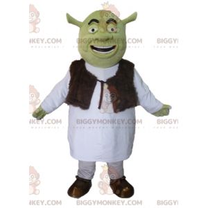 BIGGYMONKEY™ maskotdräkt av Shrek, den berömda tecknade gröna