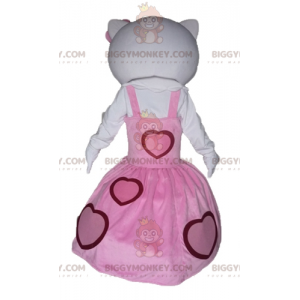 Hello Kitty BIGGYMONKEY™ maskotdräkt klädd i en rosa klänning -