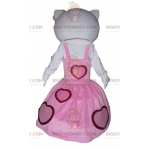 Hello Kitty BIGGYMONKEY™ maskotdräkt klädd i en rosa klänning -