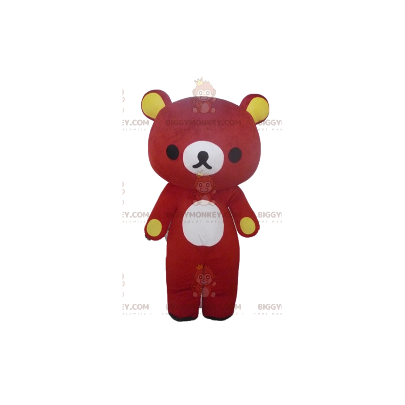 BIGGYMONKEY™ Big Giant Rot-Gelbes Teddybär-Maskottchen-Kostüm -