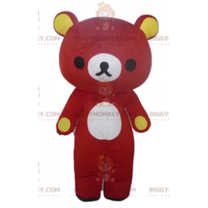 BIGGYMONKEY™ Big Giant Rot-Gelbes Teddybär-Maskottchen-Kostüm -