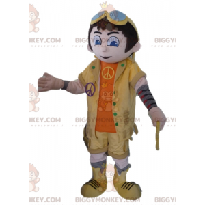 Pojan BIGGYMONKEY™ maskottiasu keltaisessa ja oranssissa asussa