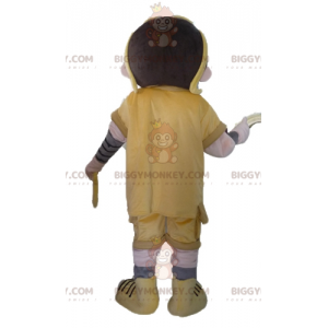 Pojke BIGGYMONKEY™ maskotdräkt i gul och orange outfit med