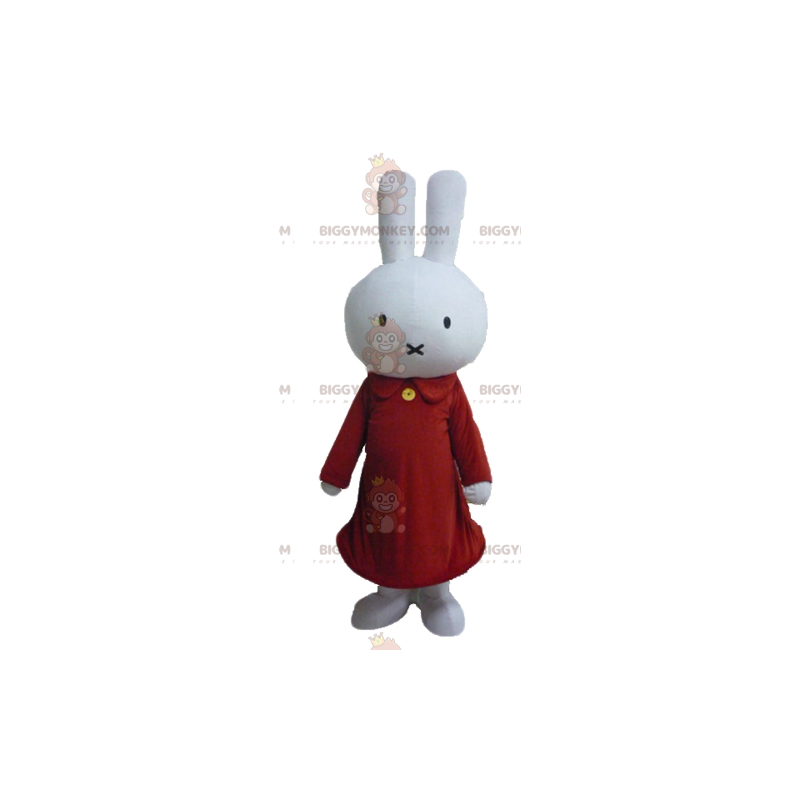 BIGGYMONKEY™ Mascot Costume Plush White Rabbit Dressed in Red -