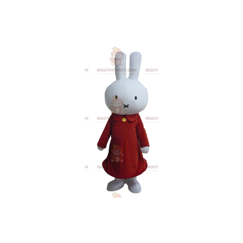 BIGGYMONKEY™ mascottekostuum pluche wit konijn gekleed in rood