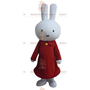 BIGGYMONKEY™ Mascot Costume Plush White Rabbit Dressed in Red –