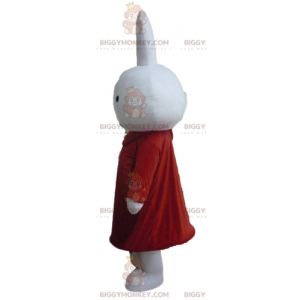 BIGGYMONKEY™ mascottekostuum pluche wit konijn gekleed in rood
