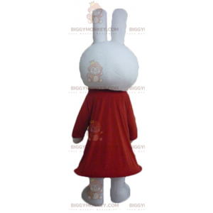 BIGGYMONKEY™ Mascot Costume Plush White Rabbit Dressed in Red –