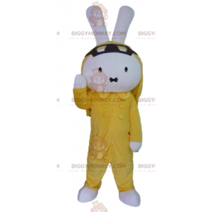 BIGGYMONKEY™ maskotkostume Plyshvid kanin klædt i gult -