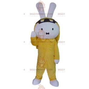 Kostium maskotki BIGGYMONKEY™ Pluszowy biały królik ubrany na