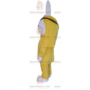 BIGGYMONKEY™ Maskotdräkt Plysch vit kanin klädd i gult -