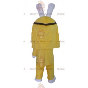 BIGGYMONKEY™ mascottekostuum pluche wit konijn gekleed in geel