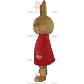 BIGGYMONKEY™ Braunes Plüsch-Kaninchen-Maskottchen-Kostüm in Rot