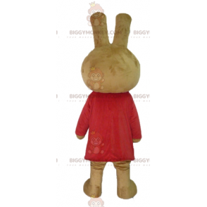 BIGGYMONKEY™ Plyschbrun kaninmaskotdräkt klädd i rött -