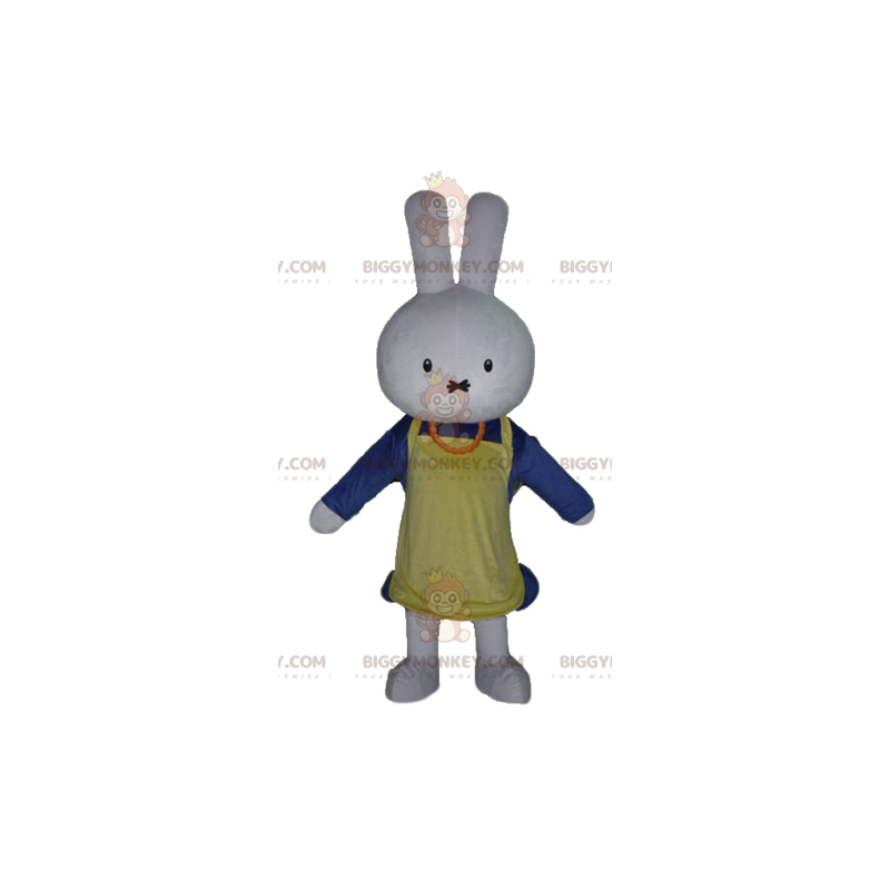 White Rabbit BIGGYMONKEY™ Mascot Costume Dressed In Blue With