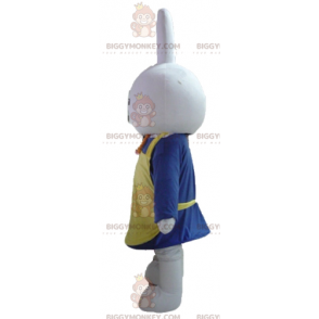 White Rabbit BIGGYMONKEY™ Mascot Costume Dressed In Blue With