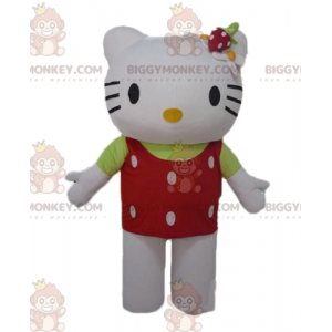 BIGGYMONKEY™ costume mascotte hello Kitty con top rosso a pois