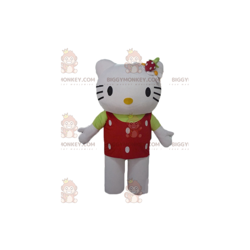 BIGGYMONKEY™ hello Kitty mascot costume with red top with white