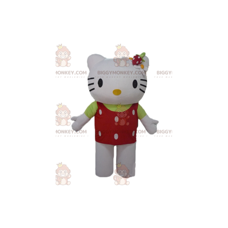 Traje de mascote BIGGYMONKEY™ hello Kitty com top vermelho com