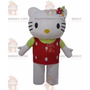 BIGGYMONKEY™ hello Kitty mascot costume with red top with white