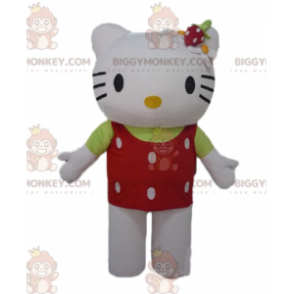BIGGYMONKEY™ hello Kitty maskotkostume med rød top med hvide