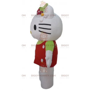 BIGGYMONKEY™ hello Kitty mascot costume with red top with white