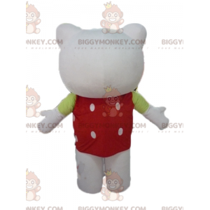 BIGGYMONKEY™ hello Kitty maskotdräkt med röd topp med vita